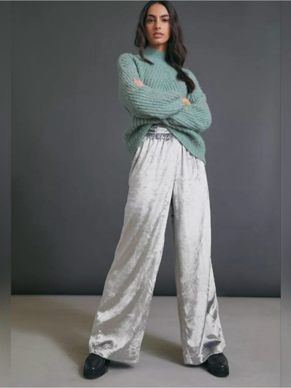 Maeve Anthropologie Anastacia Velvet Wide-Leg Pants - size S